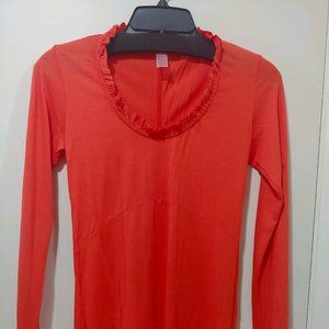 XS Orange Long Sleeve Top with Ruffles (Oonagh by Nanette Lepore)